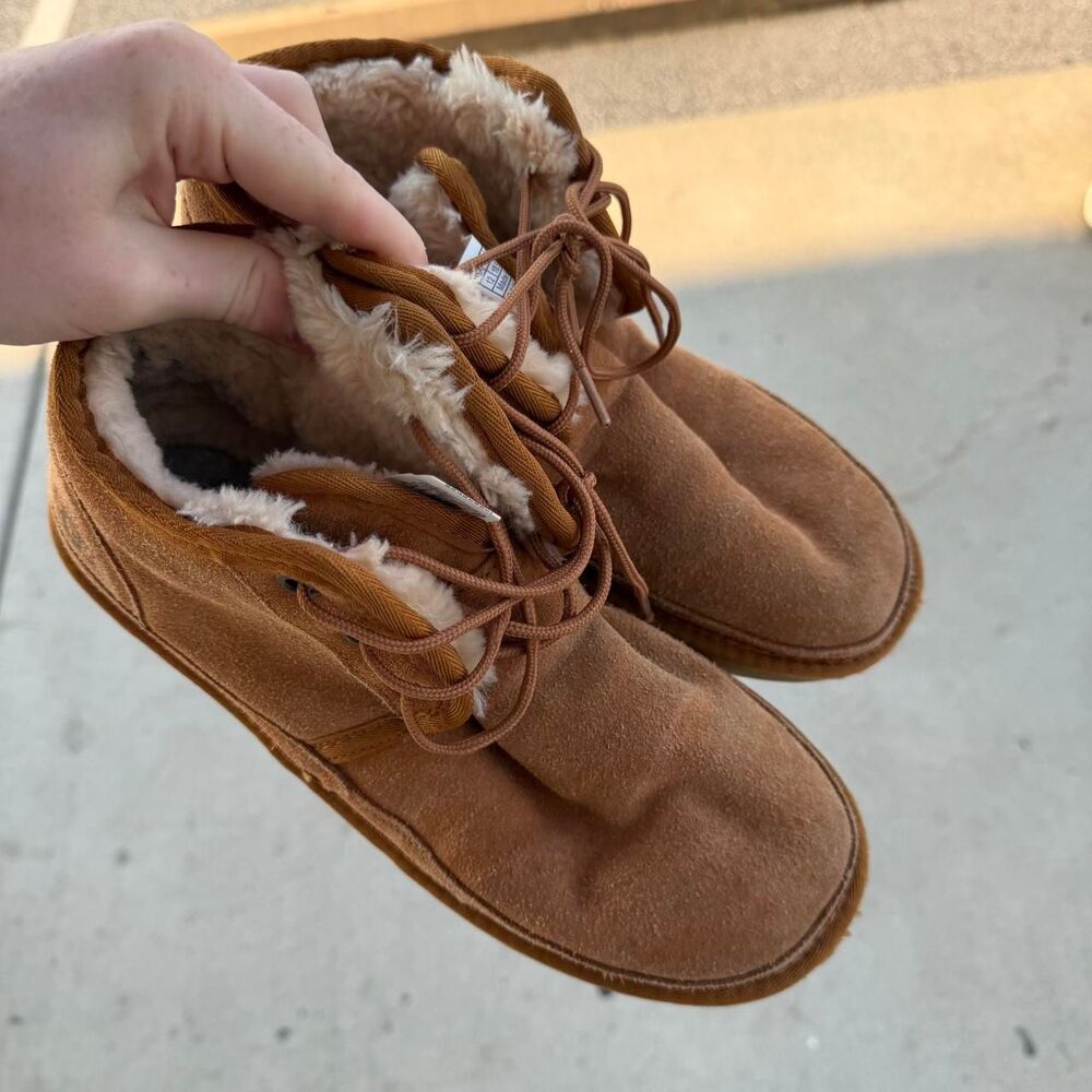 UGG Suede Boots Sherpa Lined Lace Up Size 9 Mens